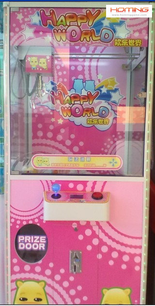 happy world crane machine,LCD display crane machine,arcade claw game machine,plush game machine,prize vending game machine